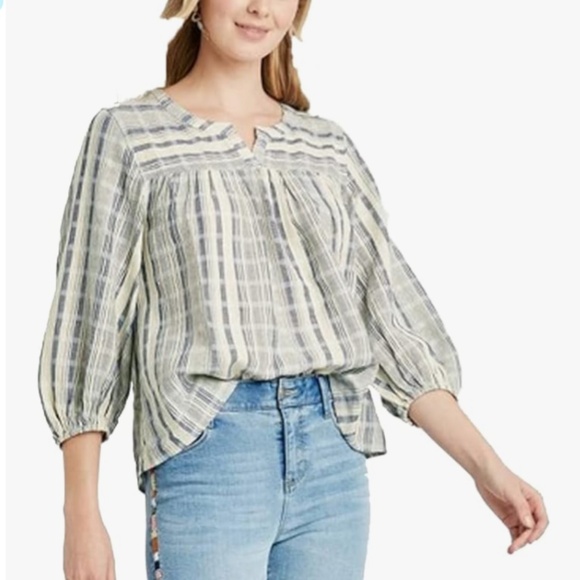 Knox Rose Tops - Knox Rose Chambray/ Denim and Cream Striped Top sz xxl
